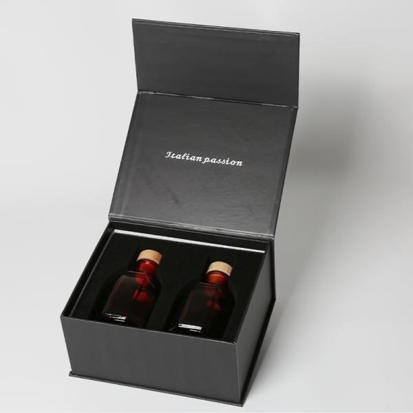 Black Magnetic Folding Box Perfume Gift Box With Sponge Lining And Matte Foil Stamping Logo