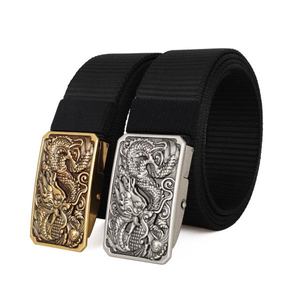 Black Businessman Buckle Nylon Belt 130cm Braided Web Belt