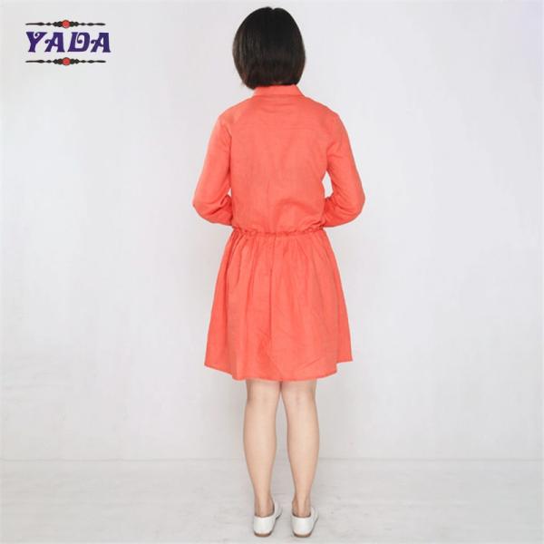 Women long sleeve cotton and linen summer casual slim 2018 fashion women dress i ladies dresses with low price