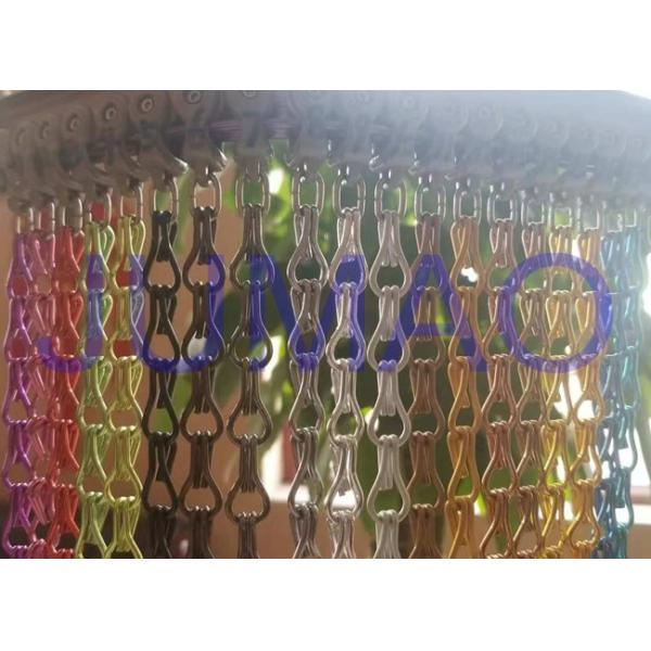 Aluminium Metal Chain Link Curtains With Bended Track And Different Colors