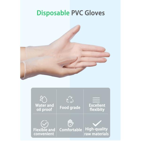 Food Grade Household Cleaning Clear Powder Free Pvc Vinyl Examination Gloves