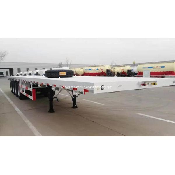 Q345B Steel 60 Ton Flatbed Semi Trailer Shipping Container 12.00R22.5 Tire