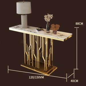 120cm Length Marble Narrow Entrance Console Table With Glossy Finish