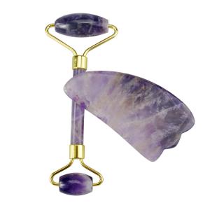 Quality Natural Amethyst Crystal Gua Sha And Jade Roller for sale