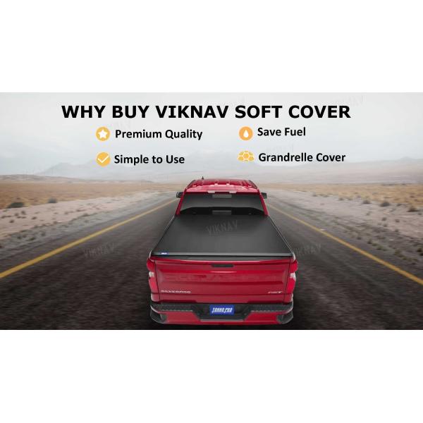Viknav for Ford F150 24oz Heavy Duty Truck Bed Replacement Tonneau Cover LED DRL