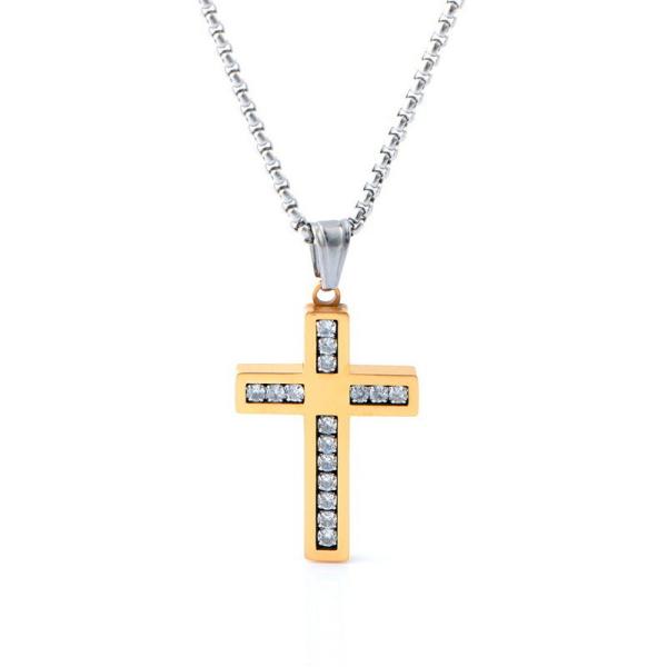 High quality non fading diamond cross pendant, light luxury fashion long necklace for men