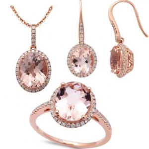 China 925 Sterling Silver Round Shape Rose Gold Platedt Morganite Cuff Earrings on sale