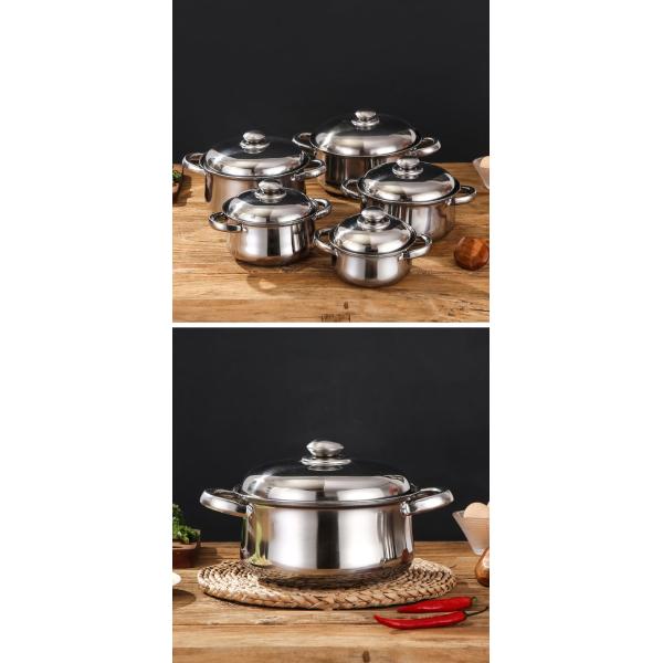 OEM/ODM 10 Piece Stainless Steel Cookingware Pot Set Cooking Pot Set Ollas Kitchen Ware Pot Cookware Sets