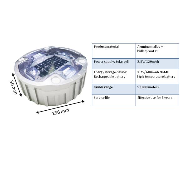 Aluminium Road Stud Solar Powered LED White Embedded Solar Road Reflector Road Stud