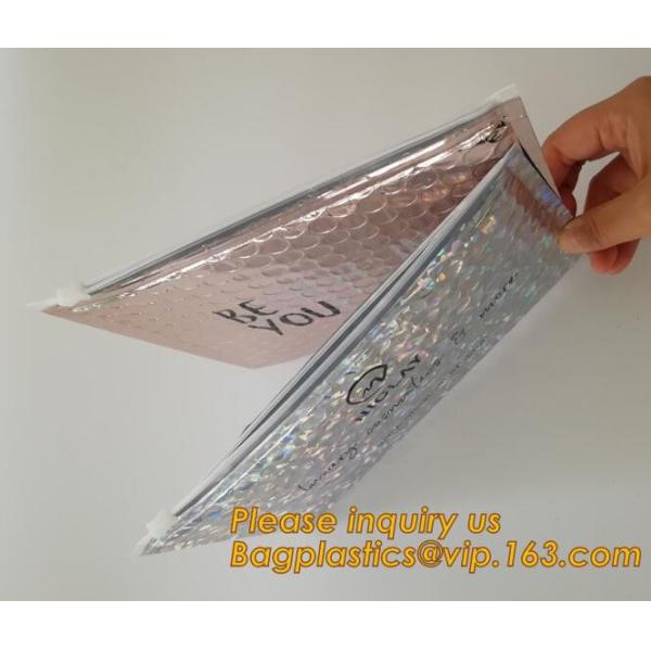 air mail metallic holographi rose gold bubble padded mailer / Zip lockk bubble bag/ slider bubble bag,Holographic Factory