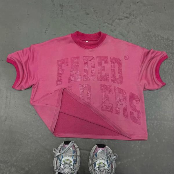 Custom Acid Wash Distressed Vintage Ringer T Shirt Jersey Graphic Terry Thick Pima Cotton Boxy T-Shirt Retro Streetwear Tee Men