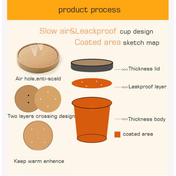 Disposable packaging box great capalibity round kraft paper fast food soup bowl with top lid