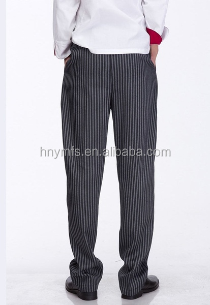 100% Polyester High Waist Chef Work Pants With Pull String Zipper Fly