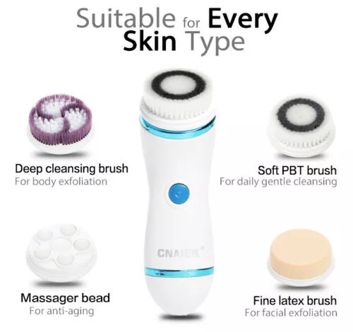 4 In 1 Facial Cleansing Brush Electric Sonic Vibration Face Scrubber Massage