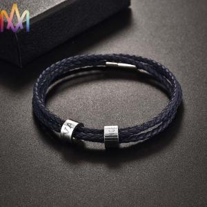 fadeless 19cm 21cm Mens Leather Beaded Bracelets