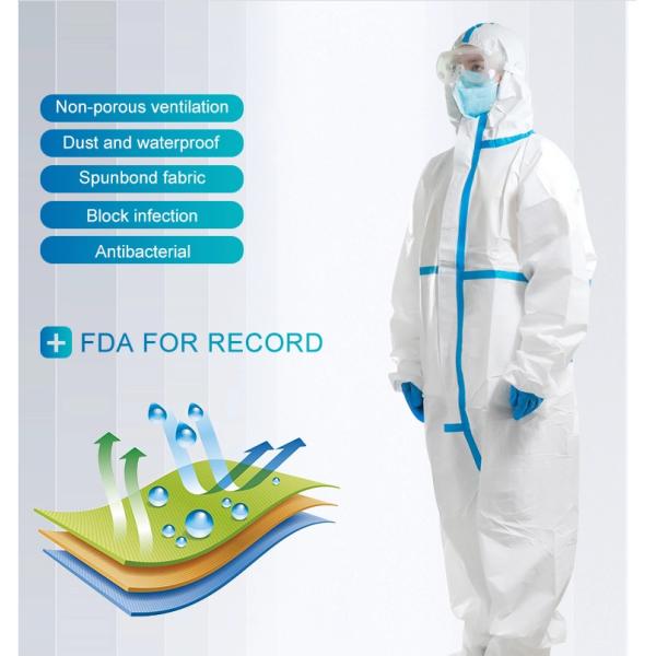 Buy Antistatic EN14126 73g Disposable Protective Coveralls at wholesale prices