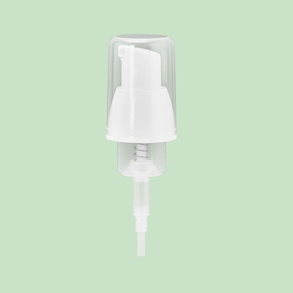 Clear Overcap Cosmetic Bottle Foam Pump With Secure Locking Method And 1.2mm Gasket