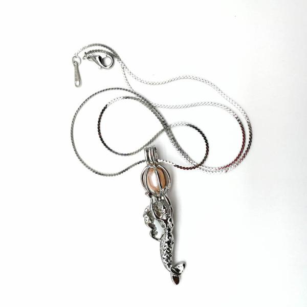 Mermaid Oyster Pearl Cage Necklace Beads Cage Essential Oil Diffuser Locket Pendant Necklace Jewelry