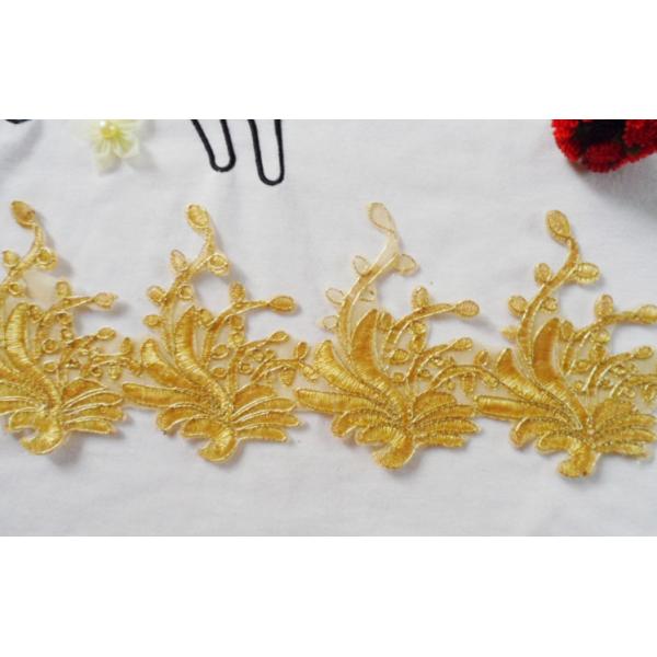 Gold Wire Embrodery Lace Edge with Cord Embroidery Sliver Lace Trim