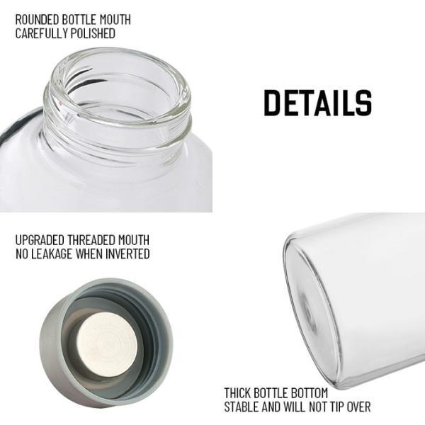 Custom 18oz Glass Water Bottles Reusable Glass Juice Bottles For Coffee Tea Water Juices With Lids