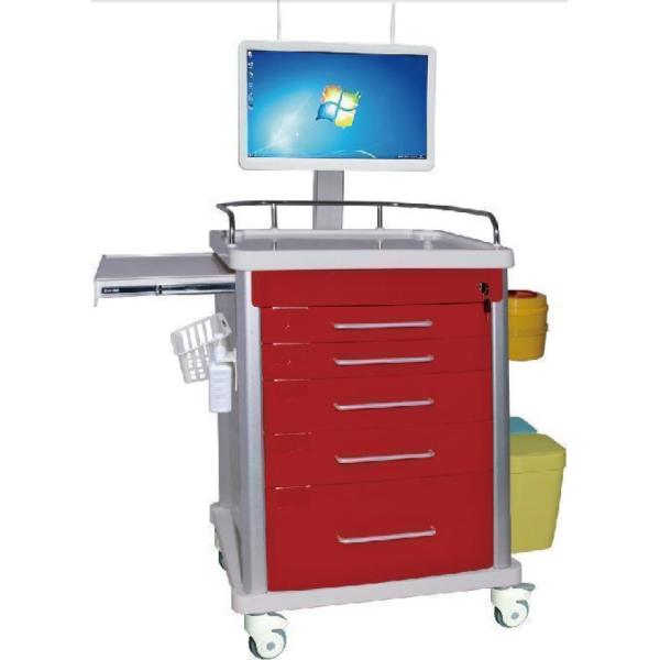 Integrated Wireless Medicine Emergency Crash Cart Nursing Trolley With Display Holder