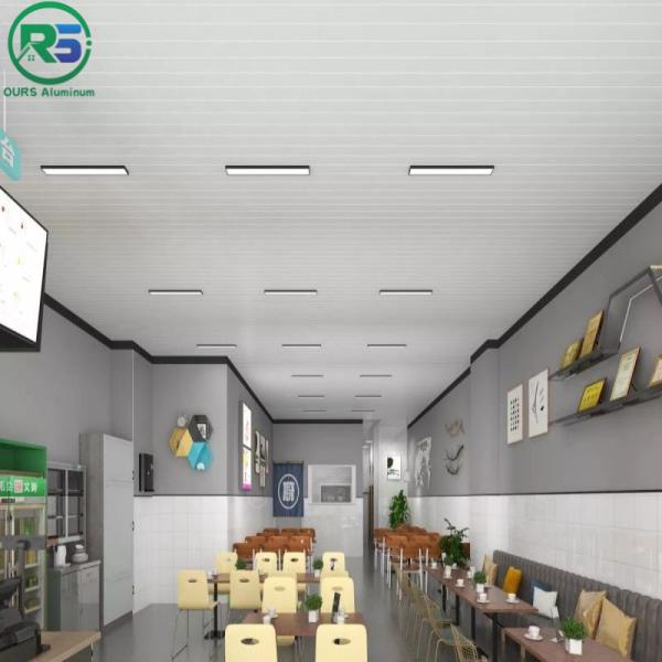 Indoor Decoration Aluminium Strip Ceiling Panel Beveled Edge Eco Friendly 200mm