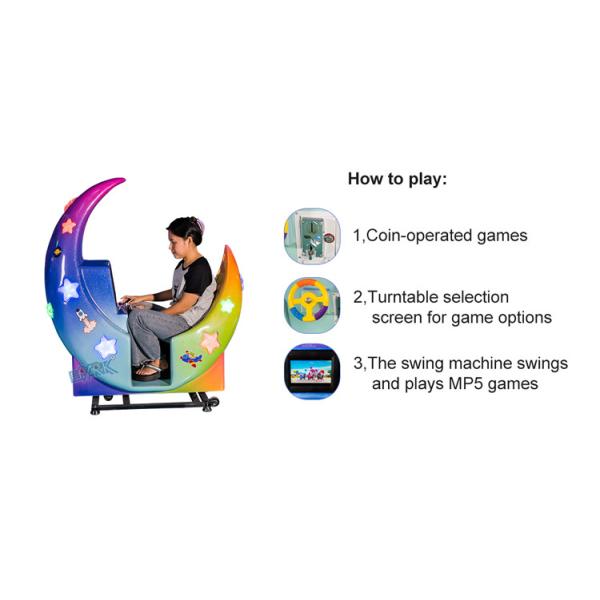 Cute Small Bear Kiddy Ride Machine Amusement Swing Car Toy Coin Operated Fiberglass Material