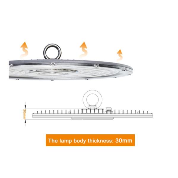 6500K 265V UFO LED High Bay Light Slim Aluminum LUMILEDS Chips 8000Lm 200w