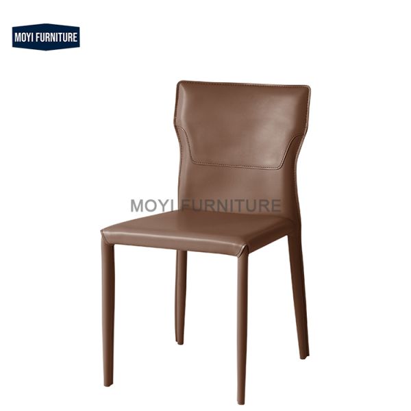 CUSTOM Hotel Dining Chair Featuring Leather Upholstery Black Powder-Coated Legs Modern Design Ideal for Dining Room
