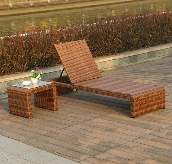 PE Rattan Chaise Lounge chairs Leisure Aluminium Outdoor Garden patio beach chair
