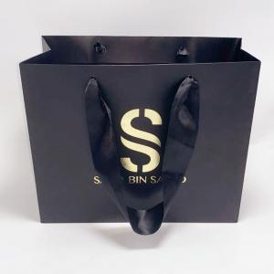 Quality Exquisite Black Kraft Paper Bag Silk Handle Custom Printed Paper Shopping Bags for sale