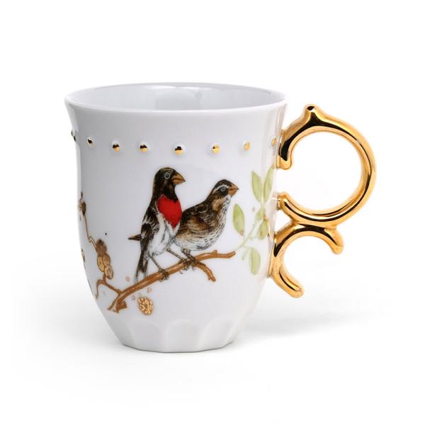 Ceramic Coffee Mug Porcelain Everyday Mug Gold Handle JING REPUBLIC