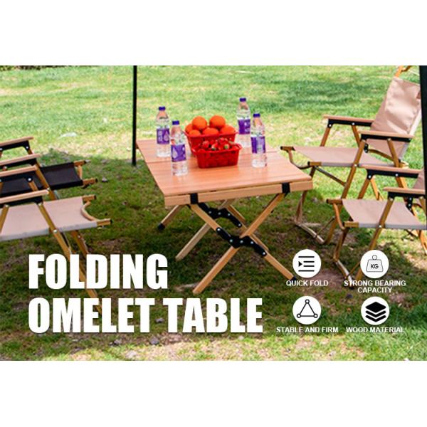 Wood Portable Folding Camping Table Egg Roll For Picnic Detachable