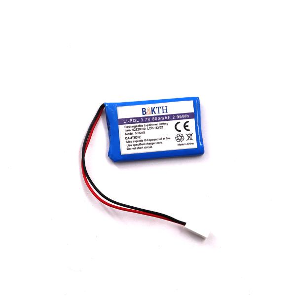 Rechargeable Li-Polymer Batteries LP-553248-1S-2M 3.7V 800mAh Lithium Polymer Battery Pack for Home Applications