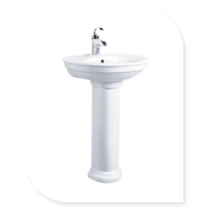 Bathroom suite floor standing pedestal wash basin