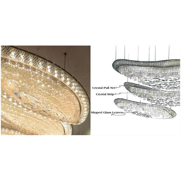 Customized Large Foyer Chandelier K9 Crystals Pendant Lighting Fixture Boat Style