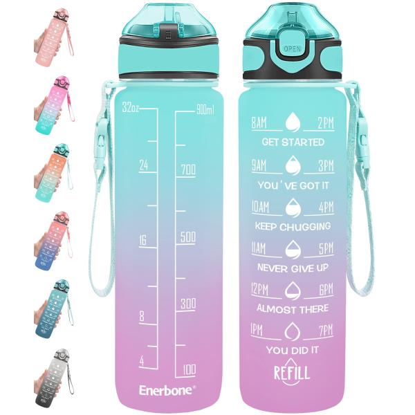 Large Capacity Stylish Reusable Eco Friendly 1 Litre Water Bottle Gym Plastic Water Bottle With Leak Proof And One Click Open Customized Logo