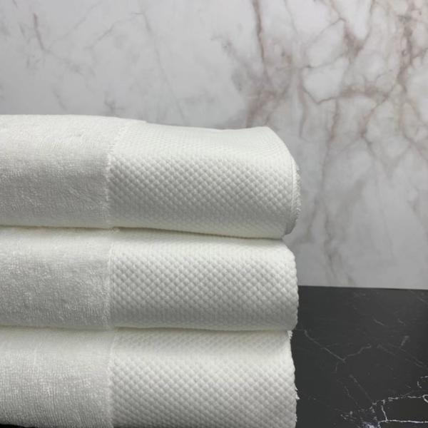 Satin Border Plain Woven Cotton Hand Face Bath Towel Sets For 5 Star Hotel