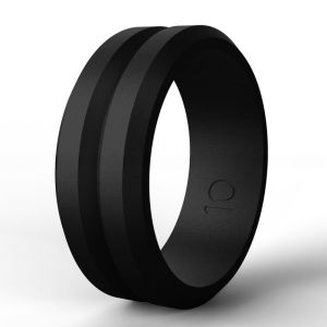 Quality Unisex Silicone Rubber Rings 8mm Grooved for Wedding Engagement for sale