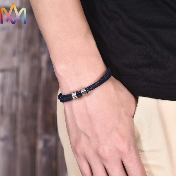 fadeless 19cm 21cm Mens Leather Beaded Bracelets