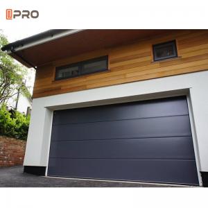 China Double Black Insulated Garage Doors Residential Panel Lift Horizontal Sliding Side Hinged on sale