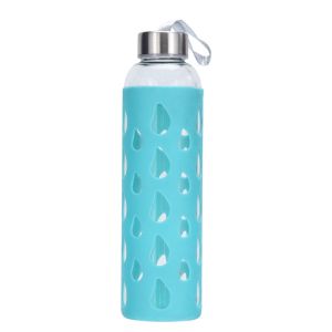 Personlized Single Wall Glass Drinking Bottles Silicone Sleeve 300ml