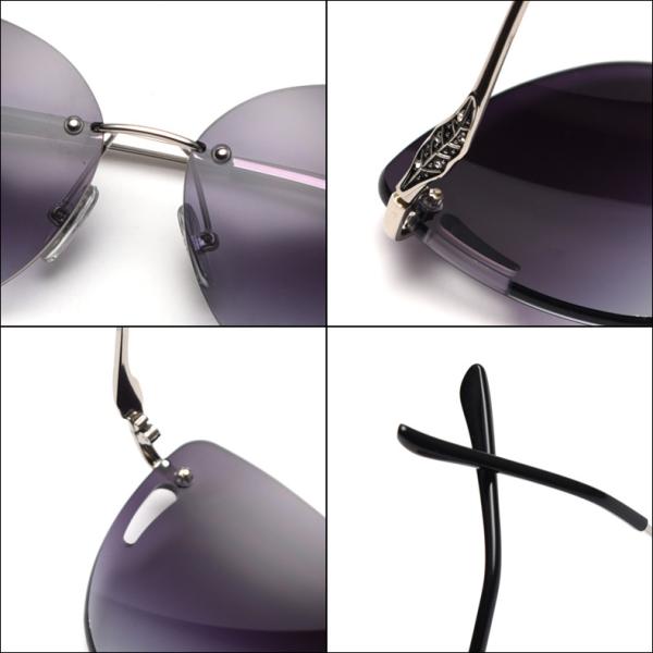 Frameless Trim Hollow Womens Driving Sunglasses Metal Frame Polarized