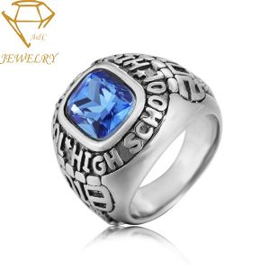Quality Male Silver Graduation Customized Class Rings for sale