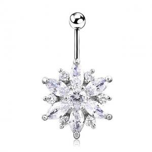 China Newest flower shaped navel ring zircon belly button ring piercing jewelry on sale