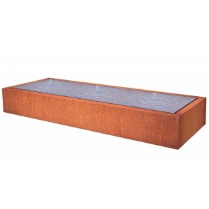 Weather Resistant Rusted Steel Water Feature 600mm Rectangular