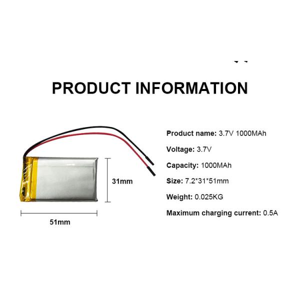 Power Lithium Polymer Battery 3.7v 1000mah LiPo Battery 703048