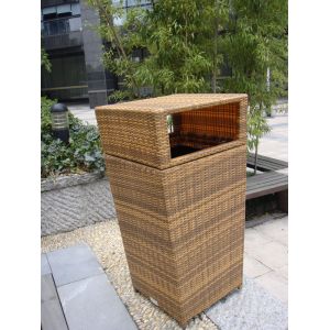 Quality Outdoor Rattan Furniture Trash Bin For Park / Bistro / Riverside for sale