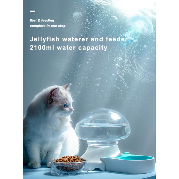 2 In 1 Clear Water Pet Feeders 2100ml Portable Auto Cat Water Bowl
