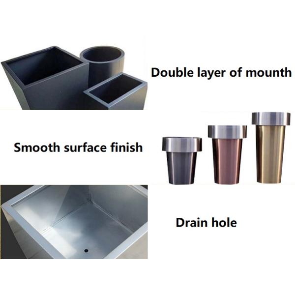 304 Stainless Steel Garden Pots Rose Gold Brushed Steel Plant Pots